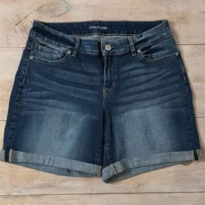 Maurices Blue Denim Cuffed Mid Rise Jean Shorts Size 14W
